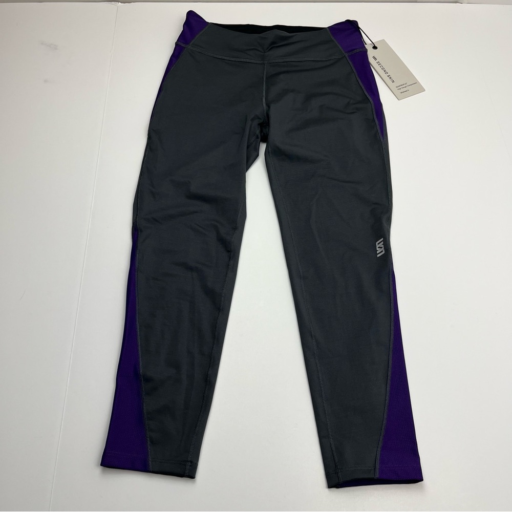 Second Skin Compression Capri Pant Womens SZ XS Grey Gray Gravel Açai Purple NEW